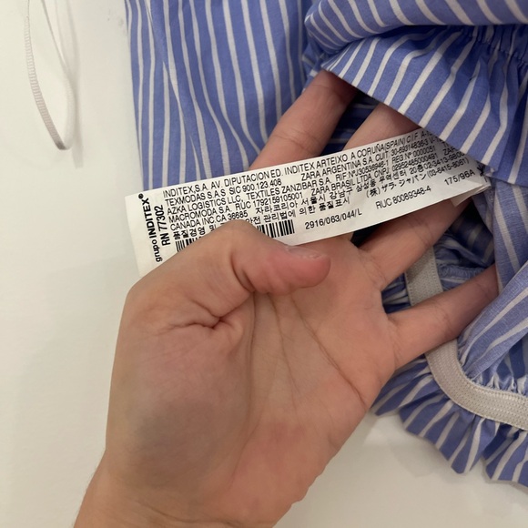 NEW Zara Stripped Blue Striped Strapless Blouse - Picture 6 of 11